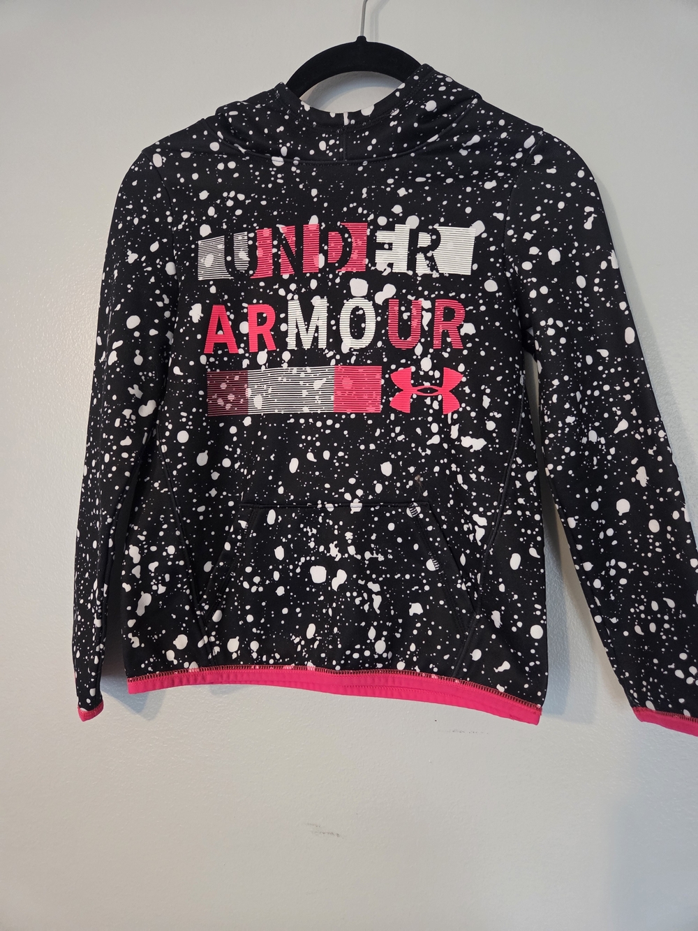 Under Armour Black Splatter Hoodie with Pink Accents